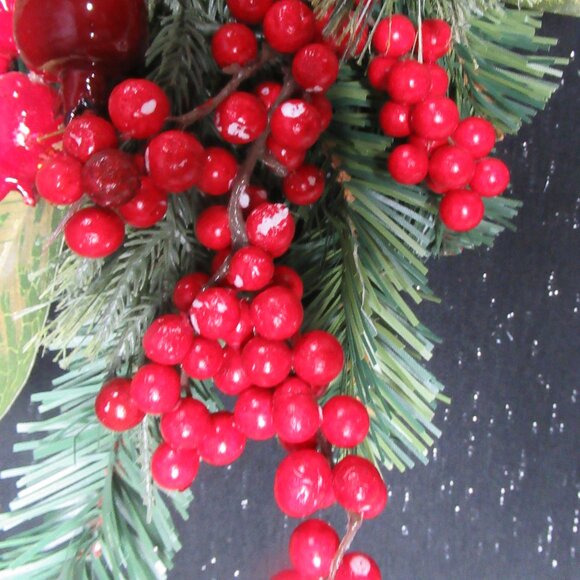 Winter Christmas Pine and Berries Door Swag - Picture 2 of 4
